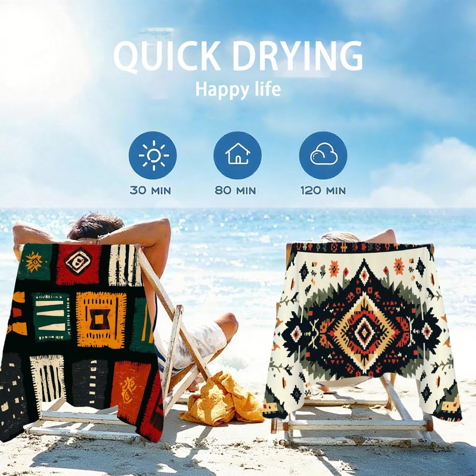 Ręcznik plażowy z mikrofibry, 90 x 180 cm, Turcja, ręcznik plażowy w stylu retro, do sauny, bez piasku, szybkoschnący, chłonny ręcznik plażowy, ręcznik sportowy na podróż, urlop, do pływania, na