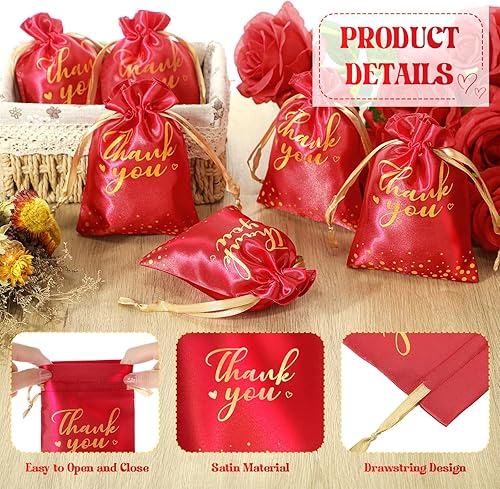 Miniatura 2 de Sweetude 100 bolsas de regalo de satén de agradecimiento de 4 x 6 pulgadas, bolsas de joyería con cordón, mini bolsas de dulces, bolsa de recuerdos