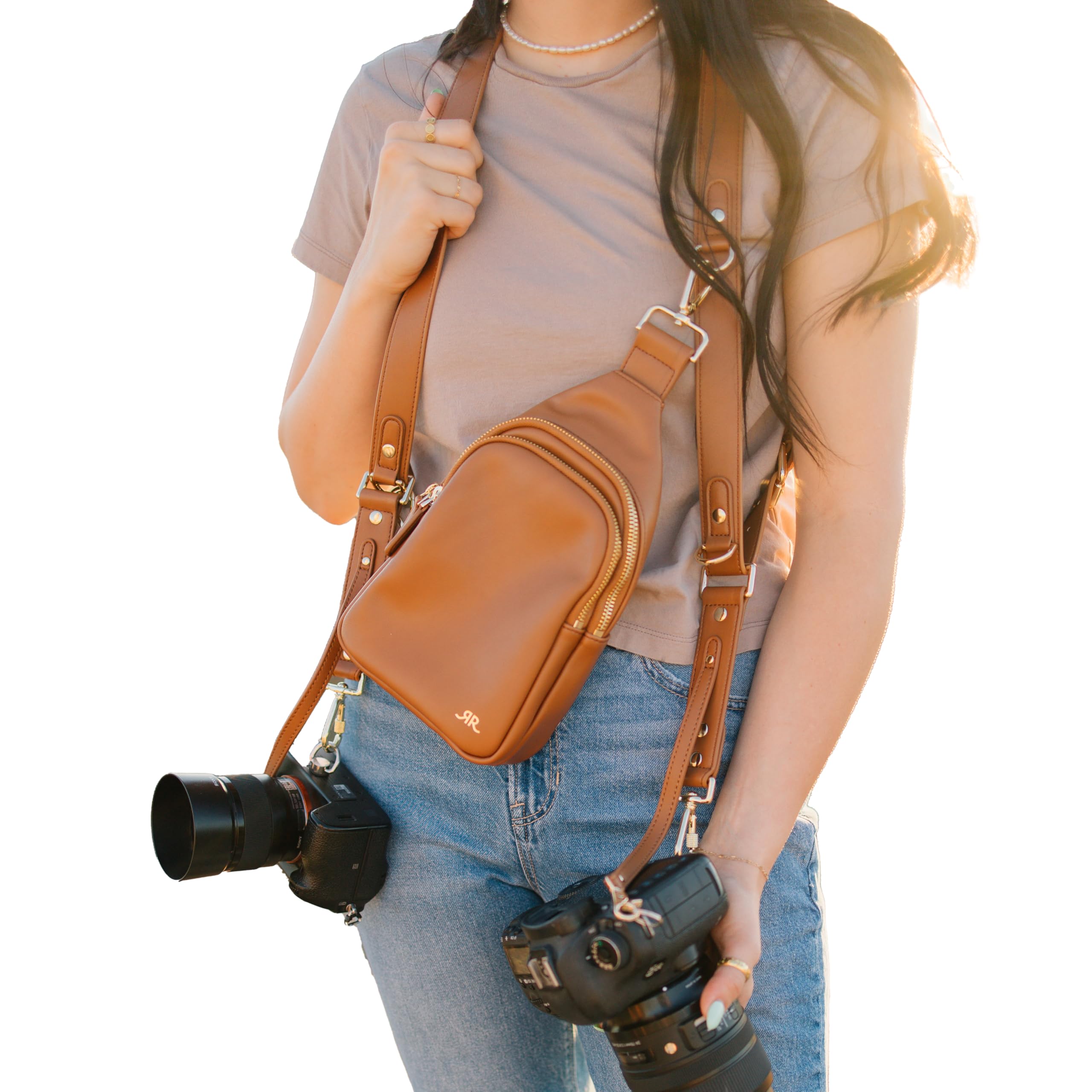 Ruby+Rae The Duo Camera Harness & Crossbody Bag, Camera Harness with Removable Crossbody Bag, Vegan Leather, Suede Interior