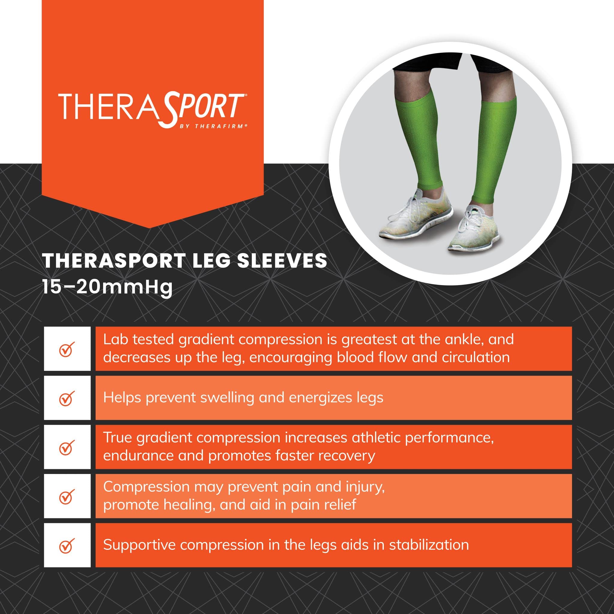 THERASPORT Bein-Ärmel für leichte Kompression, 15-20 mmHg, Unisex-Erwachsene, weiß, X-Large