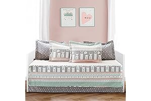 Lush Decor Pink-and-Turquoise Llama Striped 6-Piece Daybed Cover Bed Set: Best Bedding...