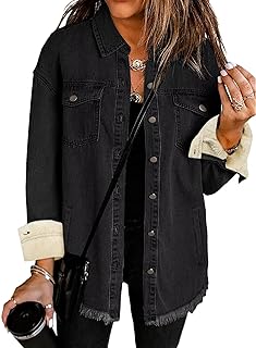 Oversized Denim Jacket Women 2025 Side Pockets Winter Long Sleeves Fleec...