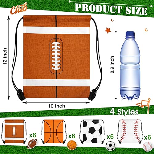 Miniatura 3 de Censen Juego de 24 bolsas con cordón a granel de 12 x 10 pulgadas, impermeables, paquete de playa para fútbol, béisbol, baloncesto, fútbol, fiesta