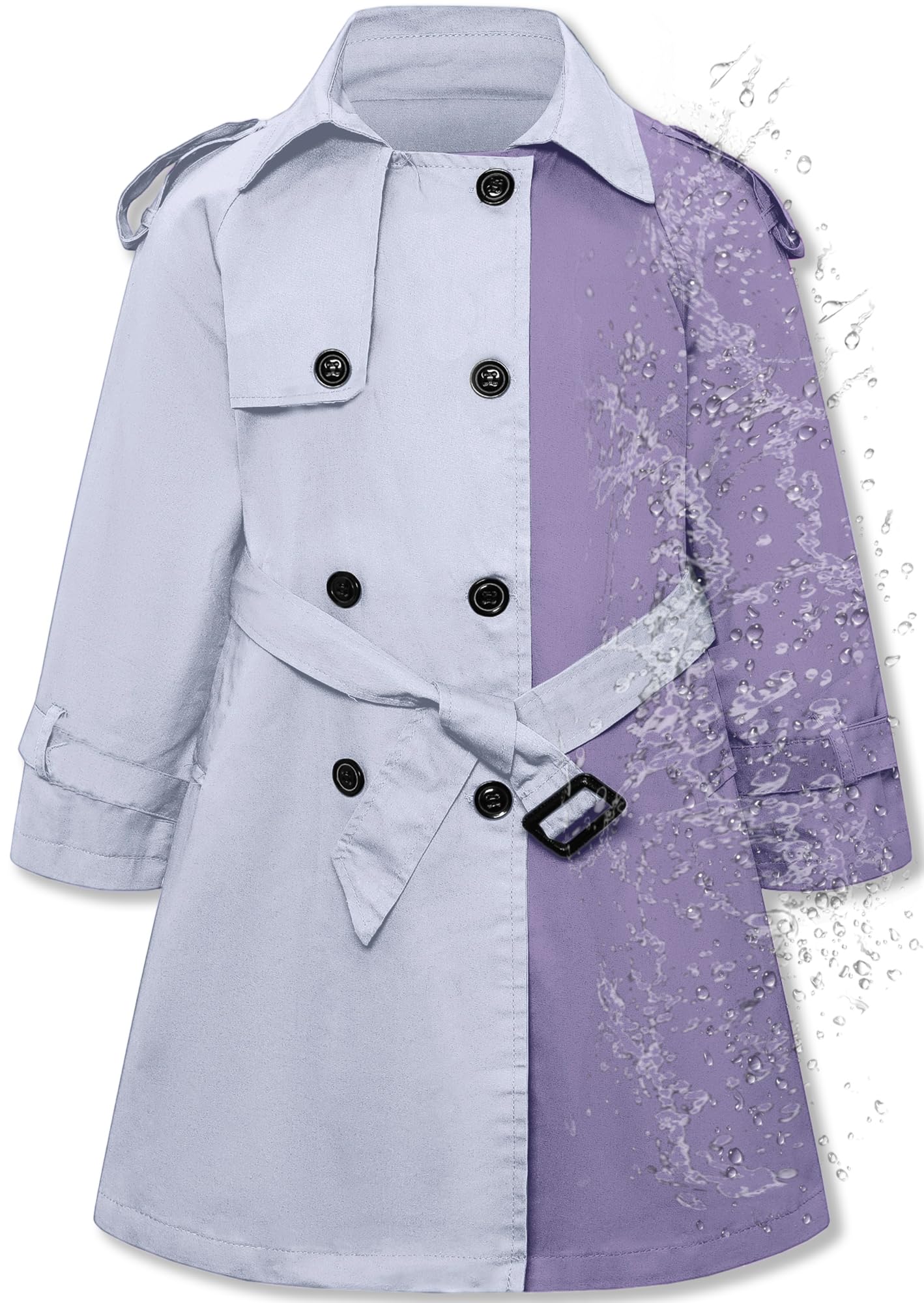 Betusline Womens &amp; Girls Waterproof Trench Coat Double Breasted Lapel Overcoat Outerwear, 3 Years - Women 2XL