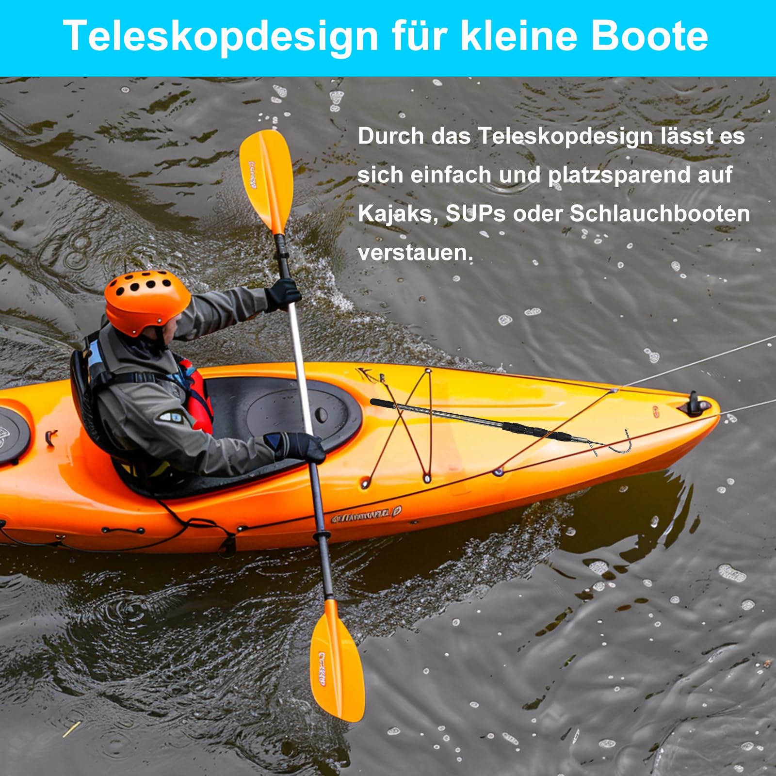 BeGrit Teleskop Bootshaken Edelstahl Ausziehbar Dock Polen 90-250 cm,Ø 25mm seewasserbeständig Schleusenhaken Langlebig Rostbeständig Ausziehbar Bootshaken für Boot Docking Positionieren