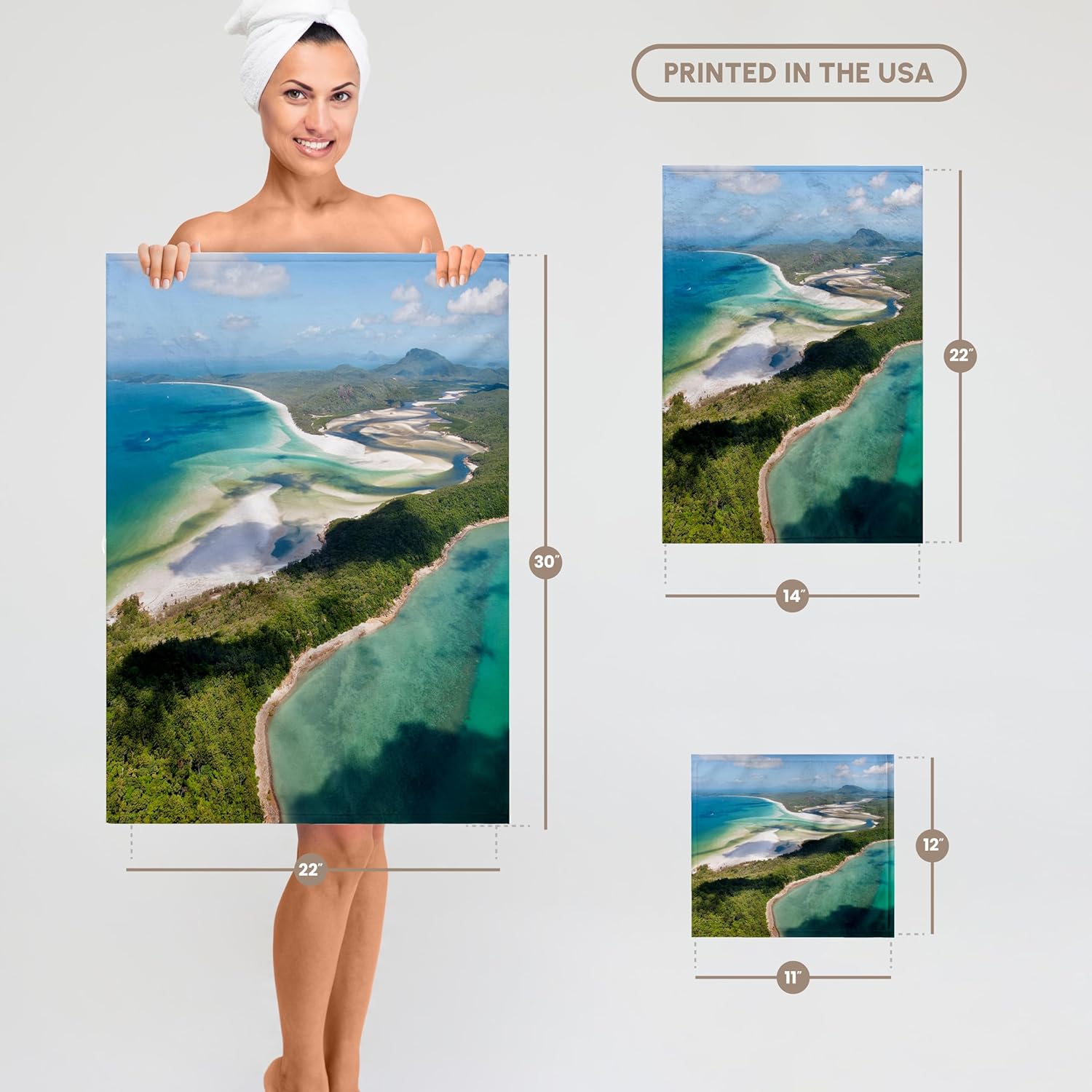 3dRose Hill Inlet Whitsunday Islands, Queensland, Australia 22x30 Bath Hand Pool Towel