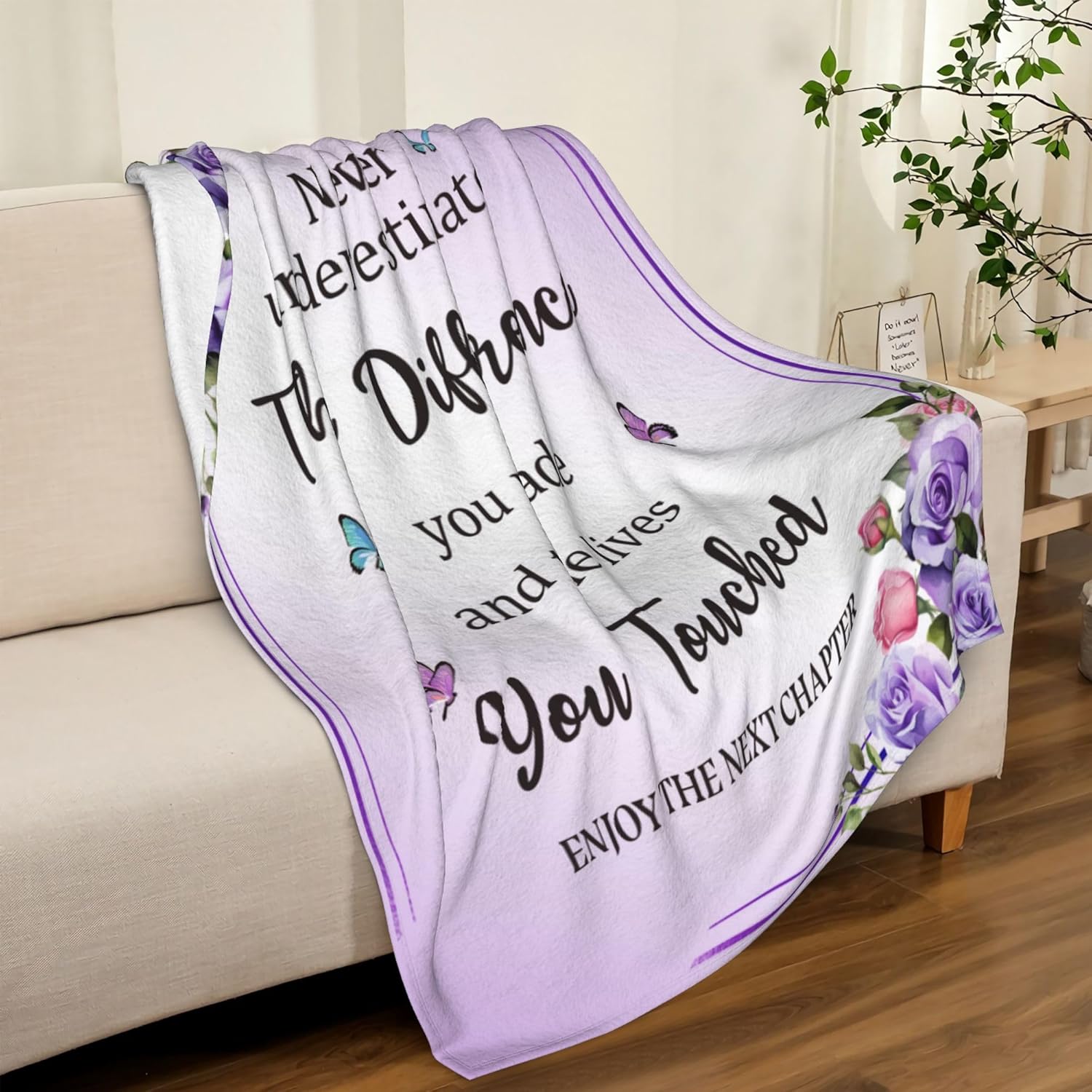 Farewell Gifts for Women, Coworker Boss Leaving Job Gifts, Goodbye Going Away Gifts, Employee Appreciation Gifts, Retirement Gifts for Teacher Nurse Doctor Mom, Farewell Blanket 50"X60"- Floral - Image 2