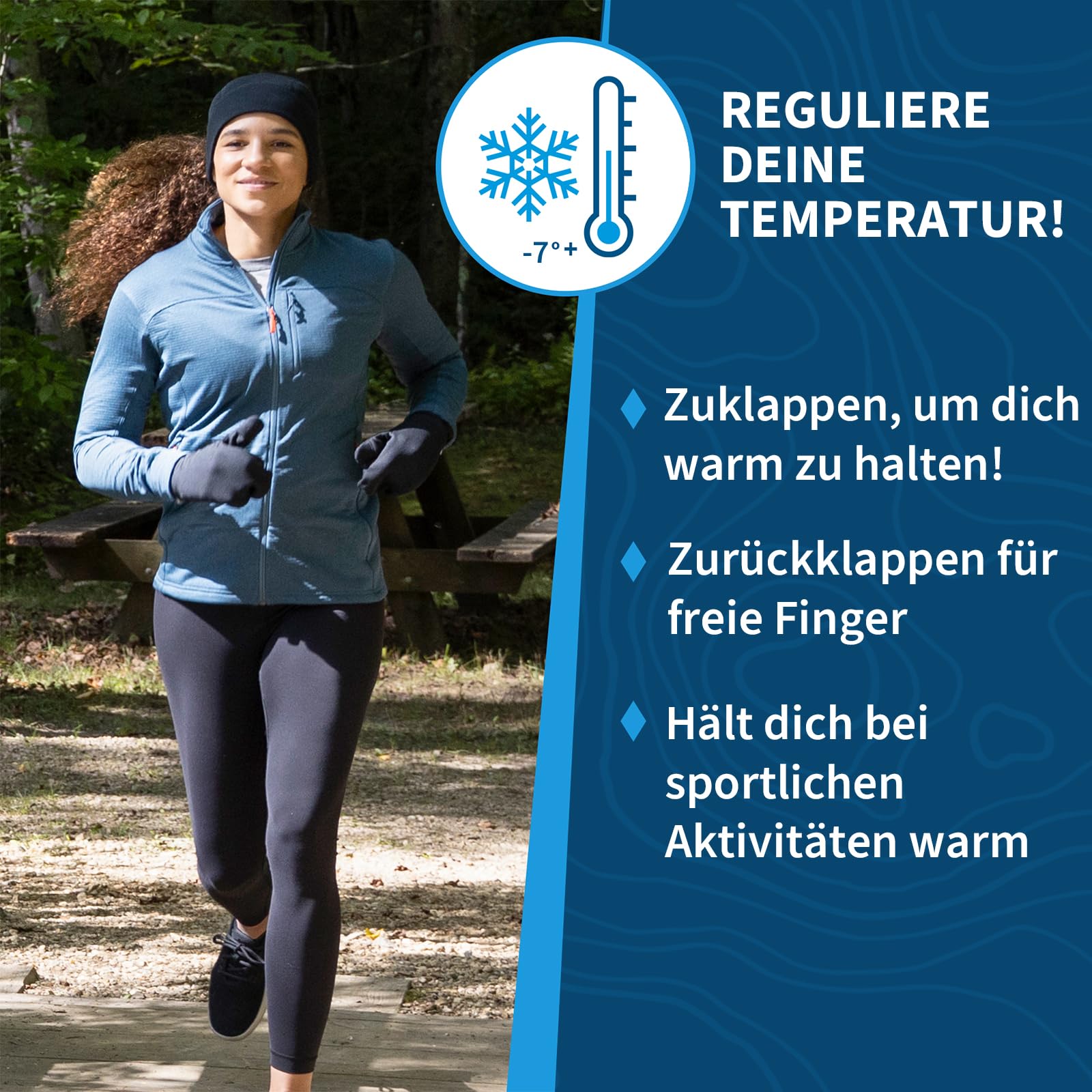 TrailHeads Fingerlose Damen-Fäustlinge – Leichter wandelbarer Laufhandschuh