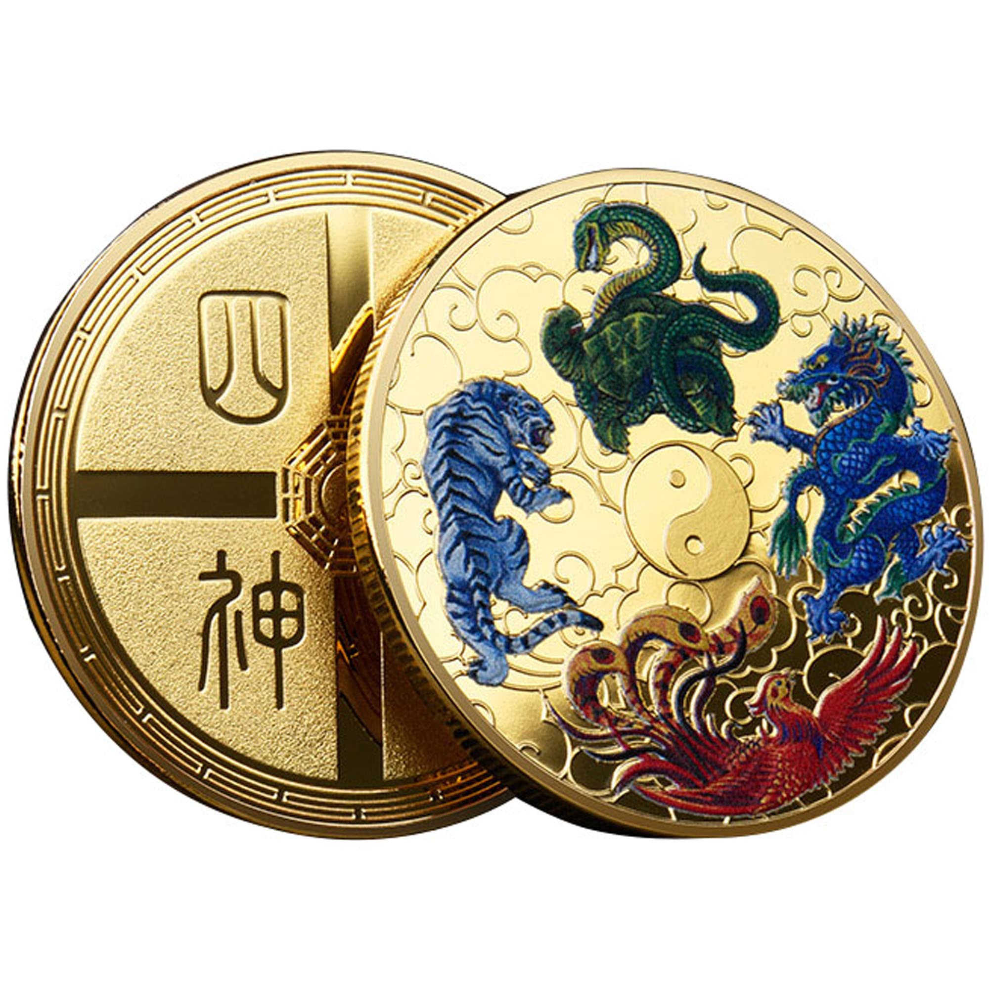 Chinese Ancient Four Mythical Creatures Lucky Coin Lottery Ticket Scratcher Tool - Bring Luck and Prosperity to Your Life