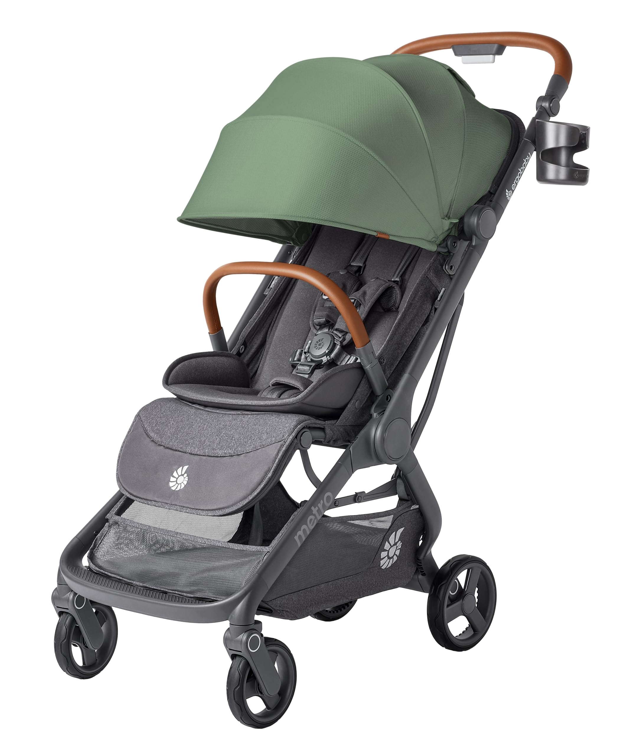 Ergobaby Metro3 Deluxe Kinderwagen Buggy mit Liegefunktion, Baby-Buggy ab Geburt bis 22kg (0-4 Jahre), Einhändig Zusammenklappbar und Autositz Kompatibel, Willow Green