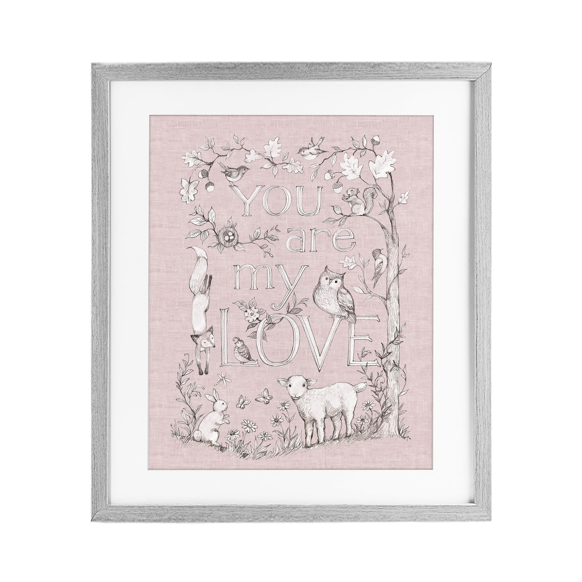 Stupell Industries Farmhouse Gray (Textured) Love Filled Floral Nursery, 17 X 21 Inch Framed Print Under Glass
