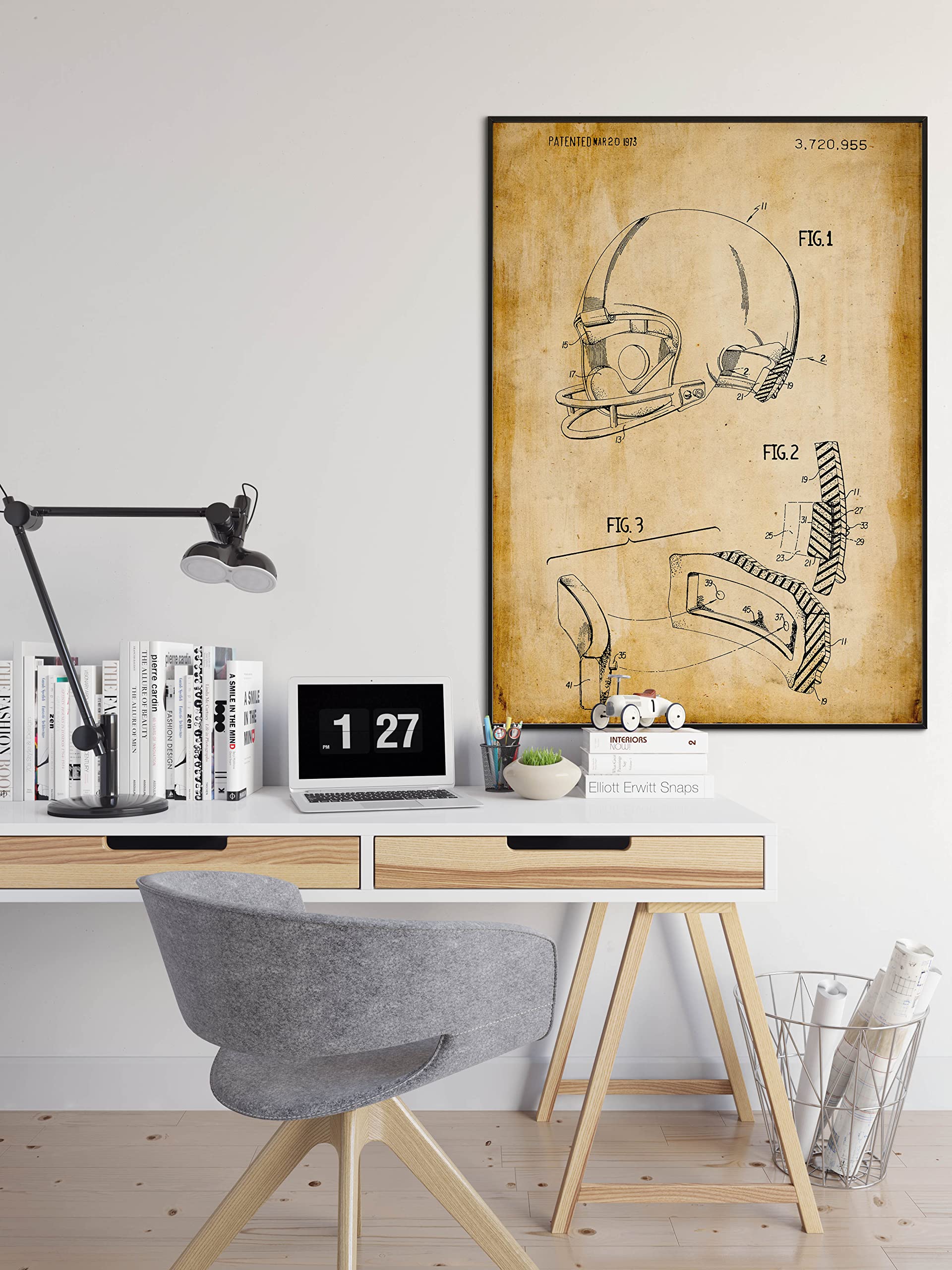 Dekoratif Sanatsal Amerikan Futbolu Patent Posteri 60x90cm.