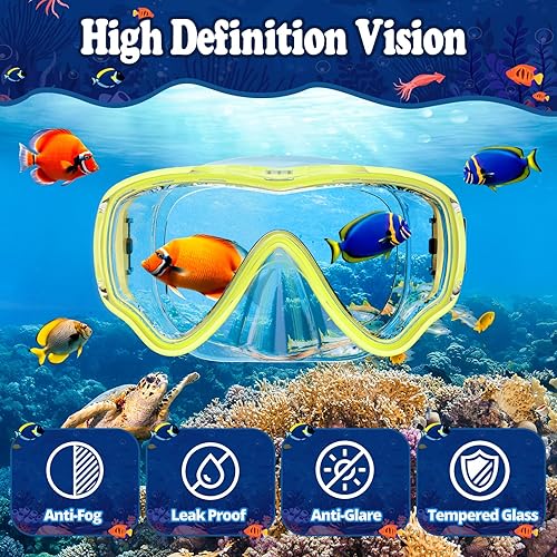 Miniatura 4 de Kids Snorkel Set for Age 4-14 - Dry Top Snorkeling Gear for Kids Junior & Youth - Childs Diving Mask with Big Eyes for Boys Girls - Anti-Fog