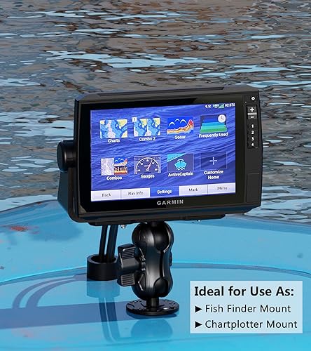 Miniatura 3 de VAZESWIN Soporte de buscador de peces de aleación de aluminio con placa rectangular de bola de 1.5 pulgadas y base redonda, brazo corto de 3.5