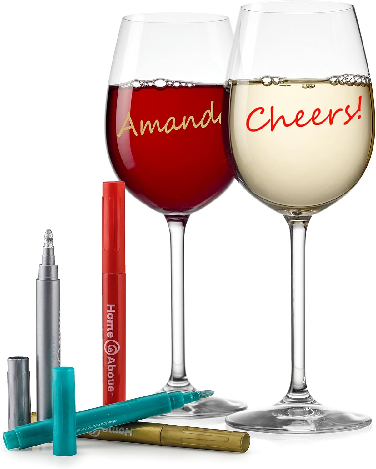 Home and Above Metallic Wine Glass Markers, Set of 4