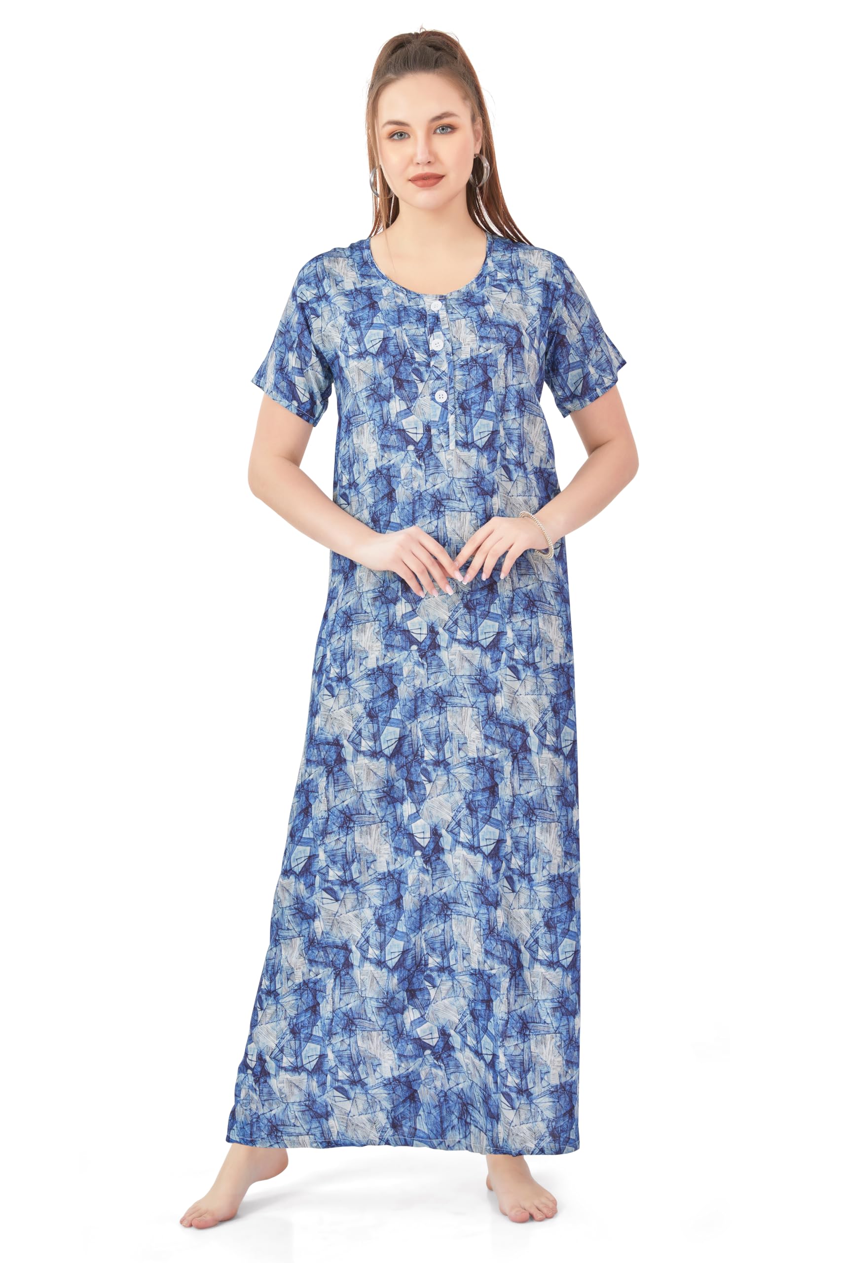 r.f. Women's Rayon STRIPED Maxi Nighty-picture-38