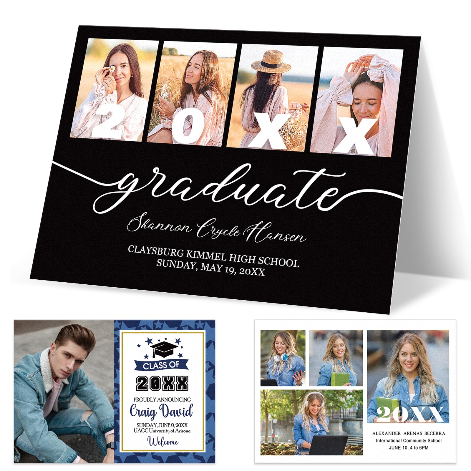Yibanda Personalized Graduation Invitations 2025 Custom Graduation Announcements Cards with Envelopes Class of 2025 Gifts with Photo Picture 15 Pack