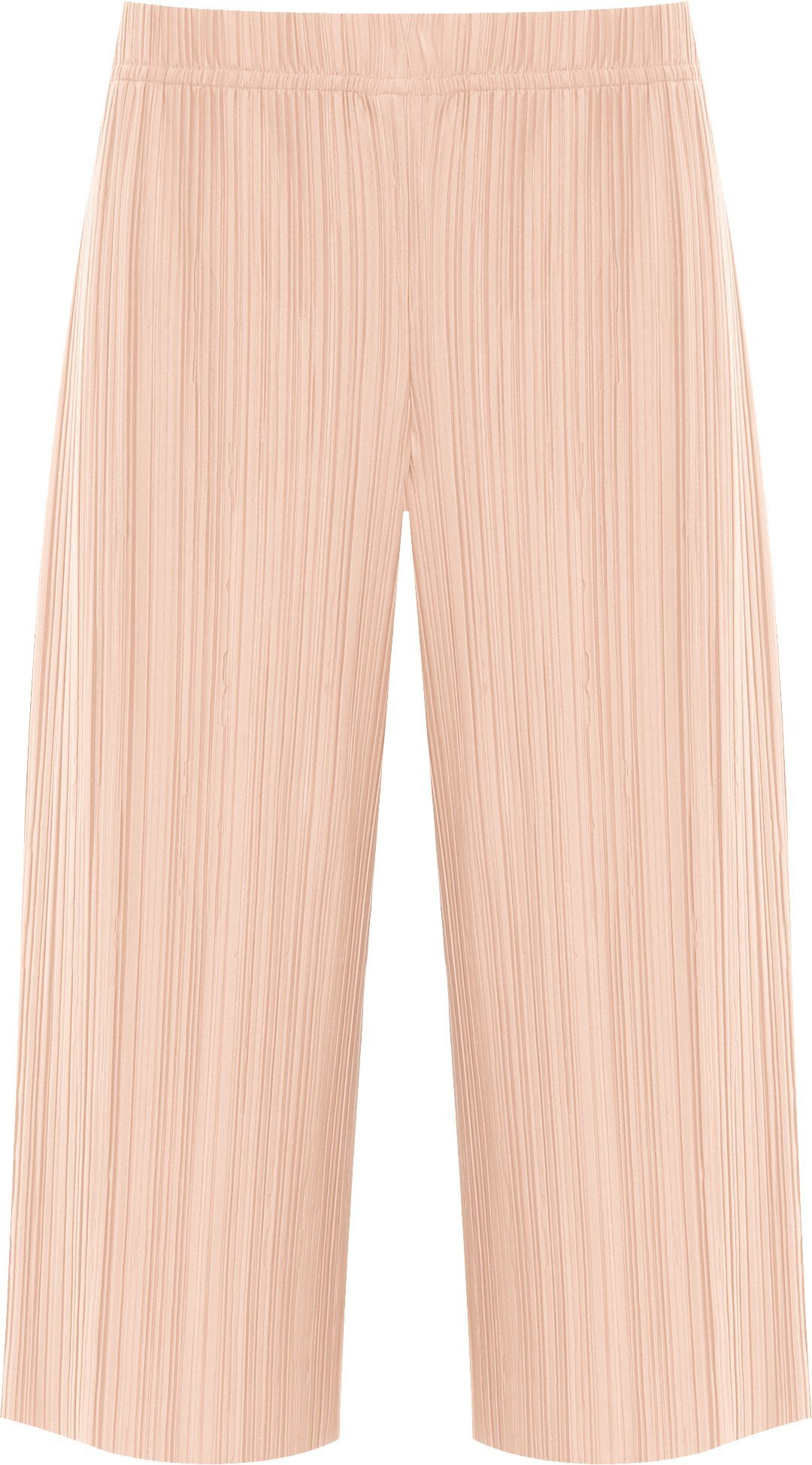 WearAll Women's Plus Pleated Elasticated Culottes Ladies Stretch Baggy Fit Shorts Pants - Nude - 20-22