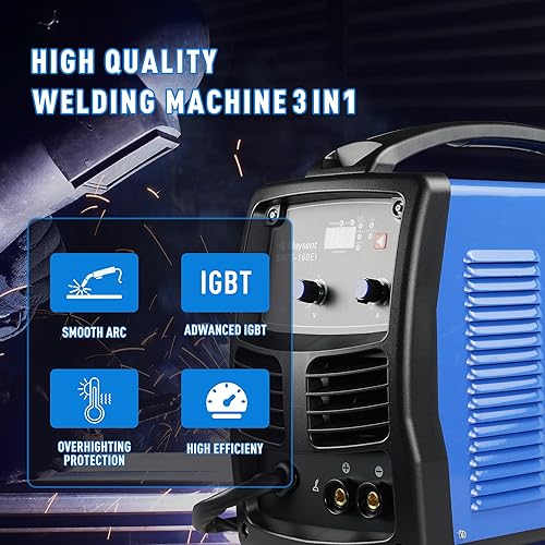 Miniatura 8 de MAYSENT Soldador MIG - Soldador de núcleo de flujo 120V240V 200A MIGelevación TIGStick 3 en 1 Soldador MIG con gas y sin gas Máquina de soldadura