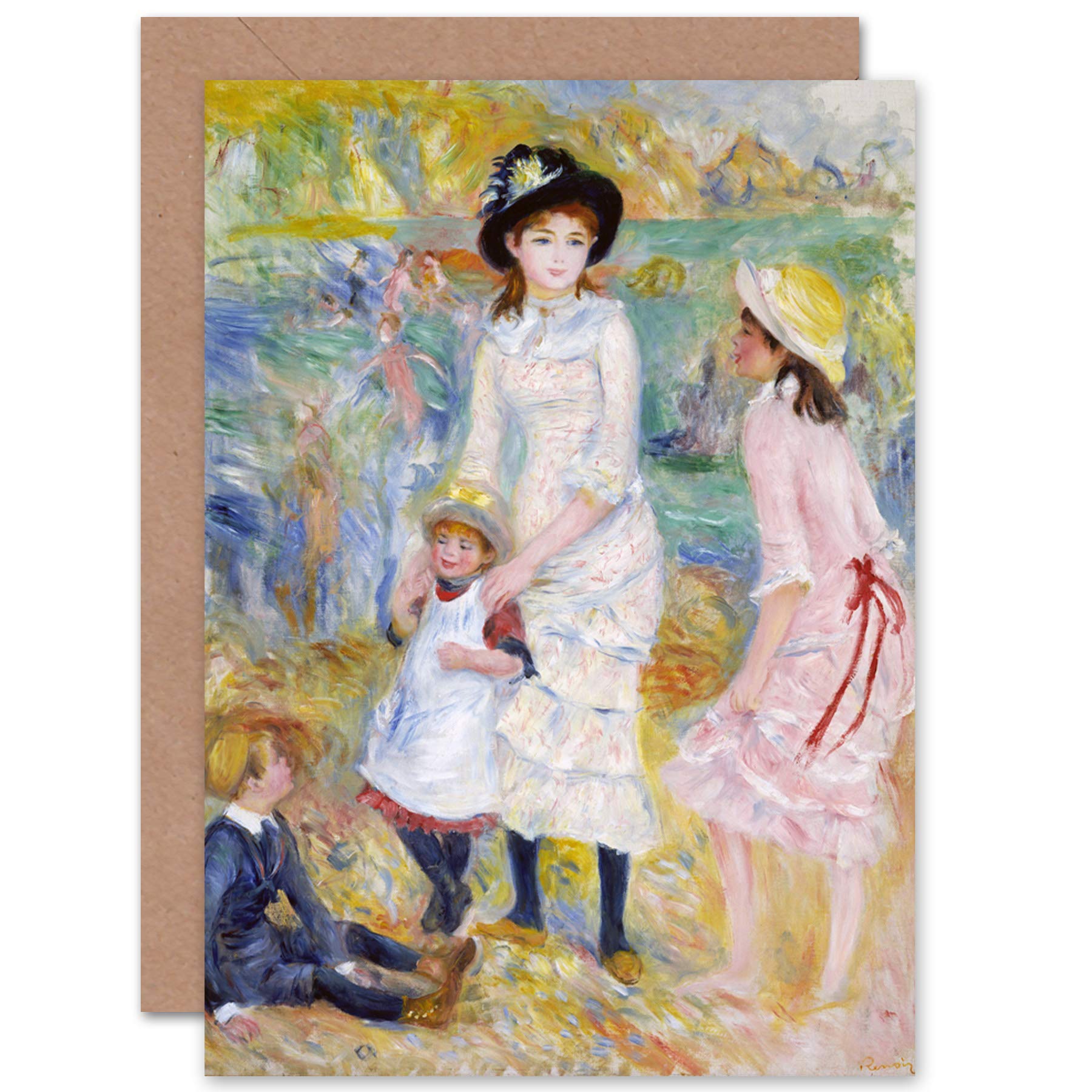Artery8 Children On The Seashore Renoir Guernsey Fine Art Greeting Card Plus Envelope Blank Inside