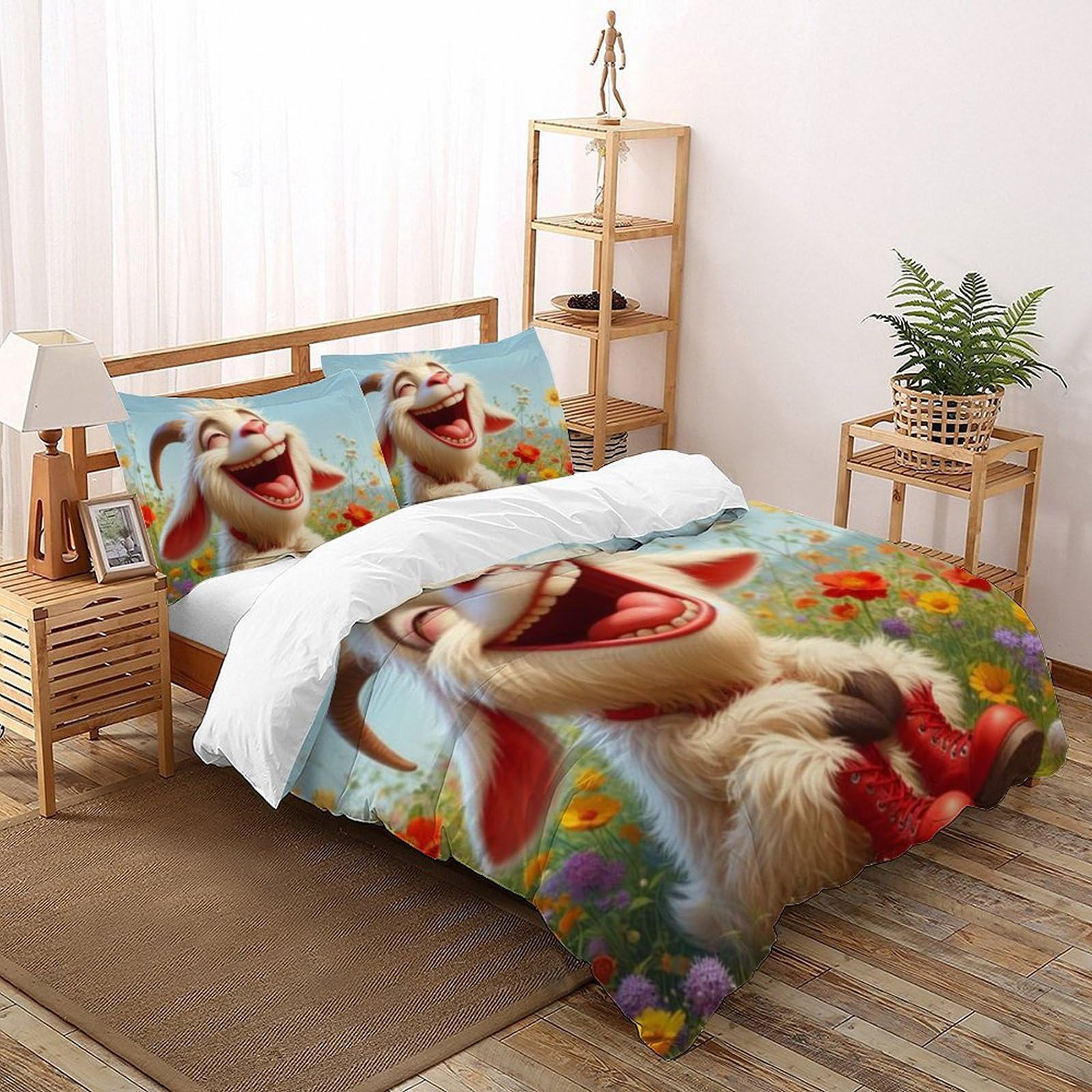 Housse de couette chèvre dessin animé pour lit fille 260x220cm