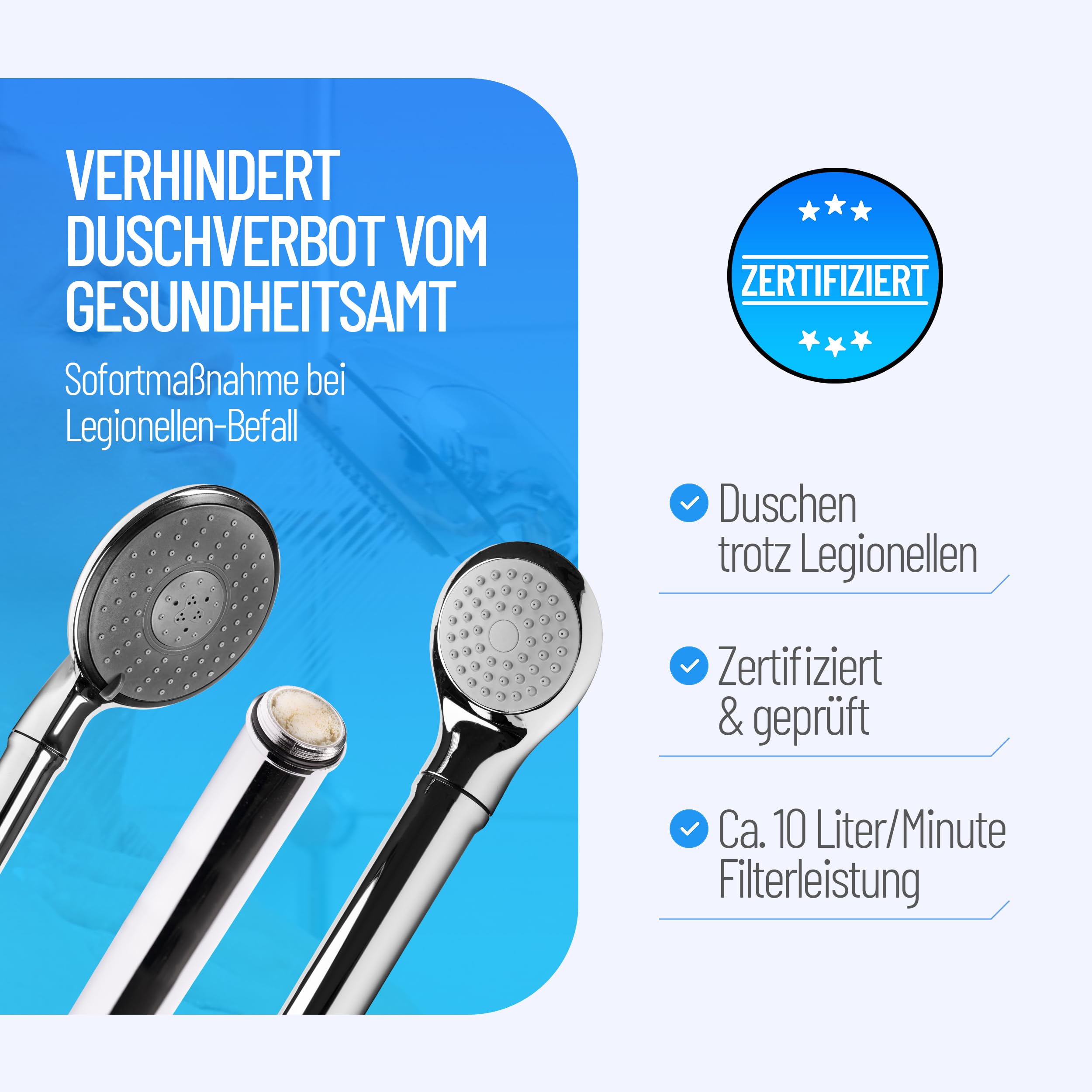 Wechselfilter für Legionellenfilter Duschkopf Premium und Safety Tap Premium, zertifizierter Langzeitschutz