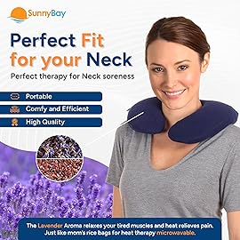 SunnyBay Microwave Heating Pad, Microwavable Heated Neck Pillow for Moist Hot Therapy, Aromatherapy Heated Neck and Shoulder Wrap with Flaxseed and Lavender Filling, 2.5 lbs, Navy Blue