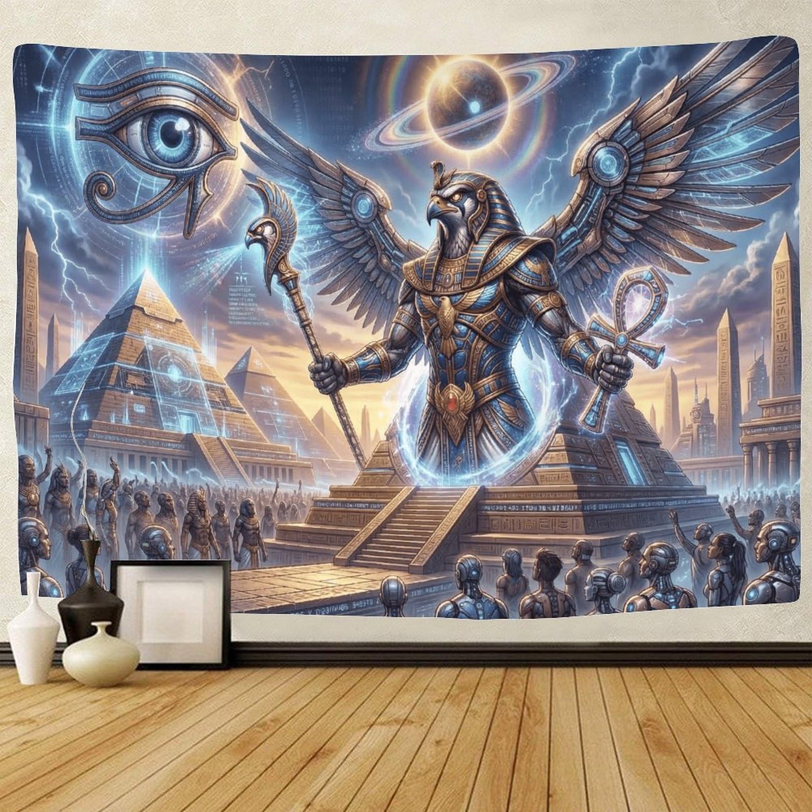 GPMNBCXZK Egyptian Horus Wall Tapestry 3D Eye of Horus Bedroom Dorm Living Room Art Wall Decor 70cmx100cm