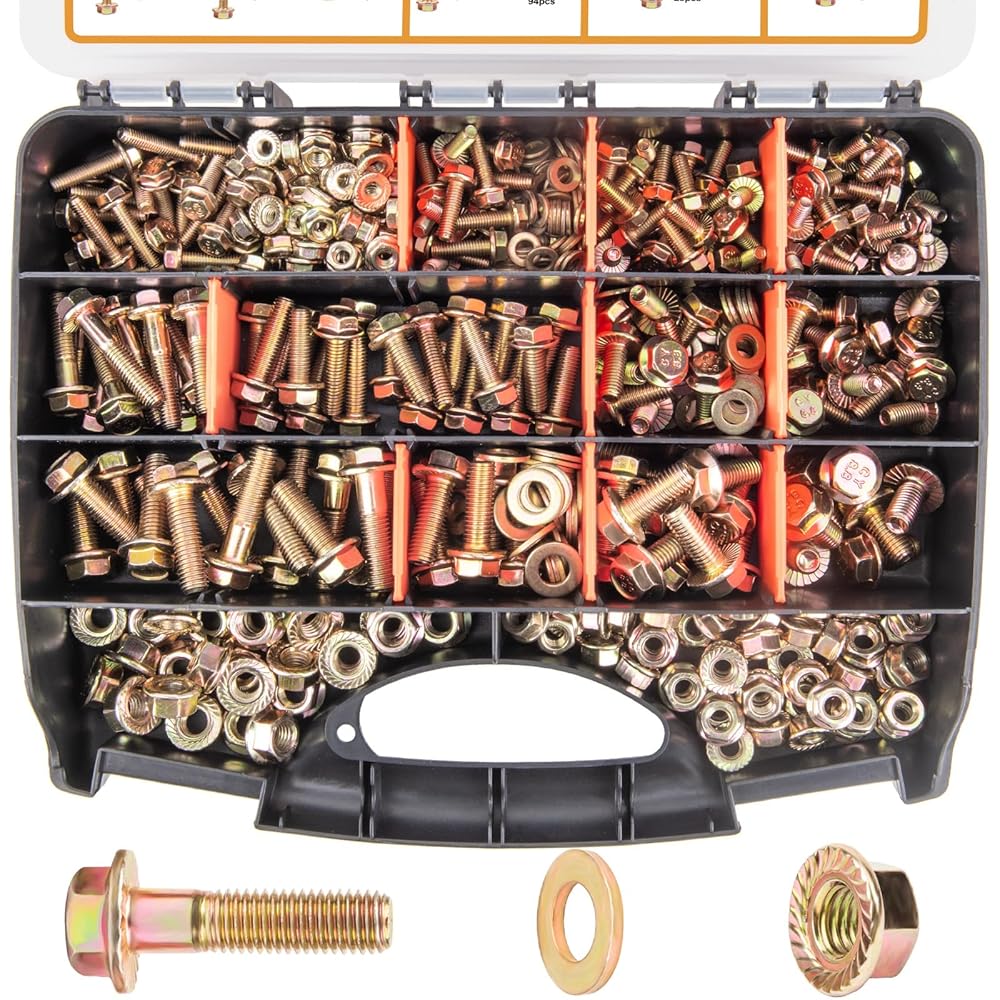 FOLIV Grade 8 Bolts and Nuts Assortment Kit (492-Piece Heavy Duty M6 M8 M10 Set)