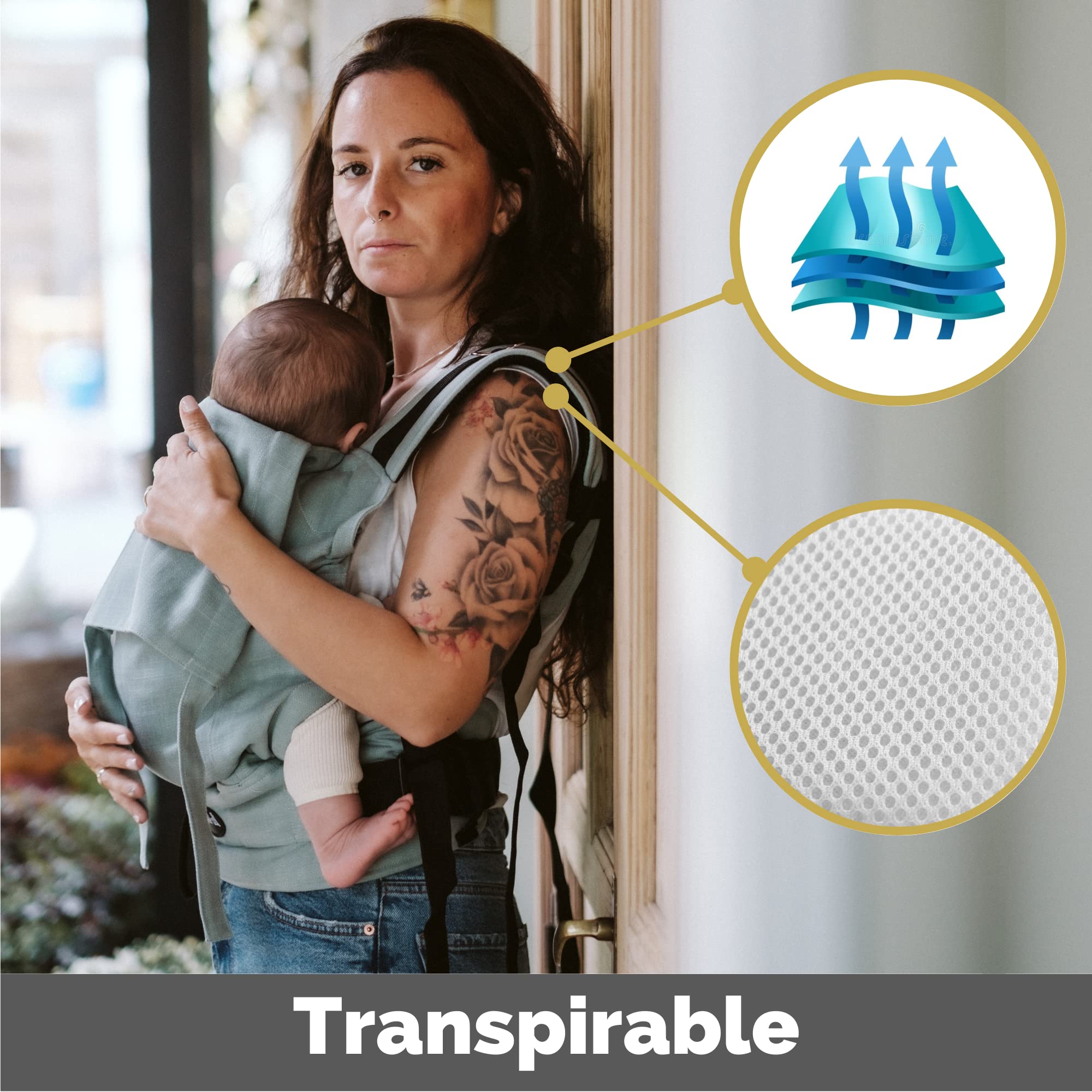 Amarsupiel - Mochila Porteo Bebe Evolutiva y Ergonomica - Cómoda y Fácil de Ajustar a la Espalda - Portabebes de Algodón - Orgánico & Transpirable - Canguro para Bebe-Baby Carrier-Mint