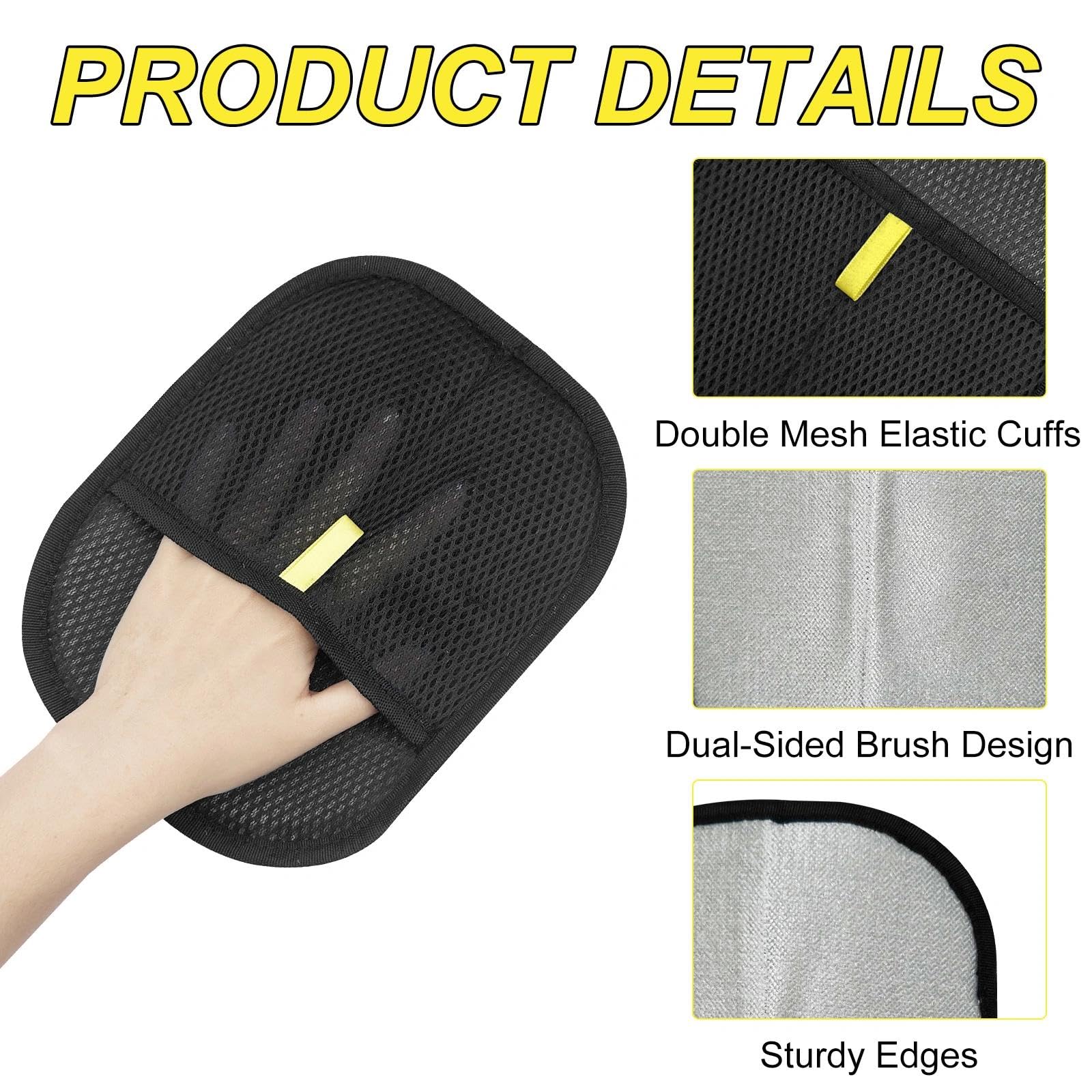 3 Pièces Gant Anti Poils Animaux, Gants d'épilation, Pet Hair Remover Glove, Brosse Poils d'animaux, Gants Magnétiques Réutilisables pour Chien, Chat, Canapé, Tapis, Vêtements