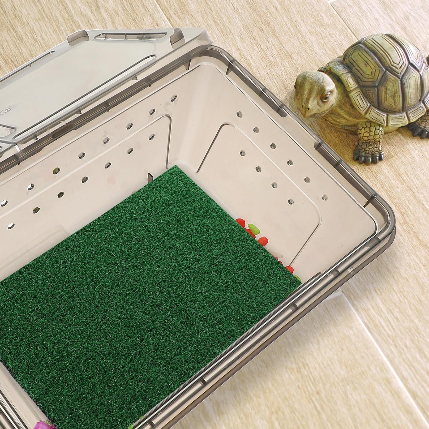GANAZONO Fish Tank Simulation Turf Mat 9.84X7.87X0.31In Artificial Grass Mat for Turtle Basking Platform Aquarium Substrate Reptile Habitat Decoration Flowerpot