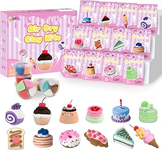 Nicella Air Dry Clay Kit for Kids: 12 Cake Modeling Clay Cakes, Sculpting Tools & Tutorials, Safe Non-Toxic Model Magic Arts Crafts