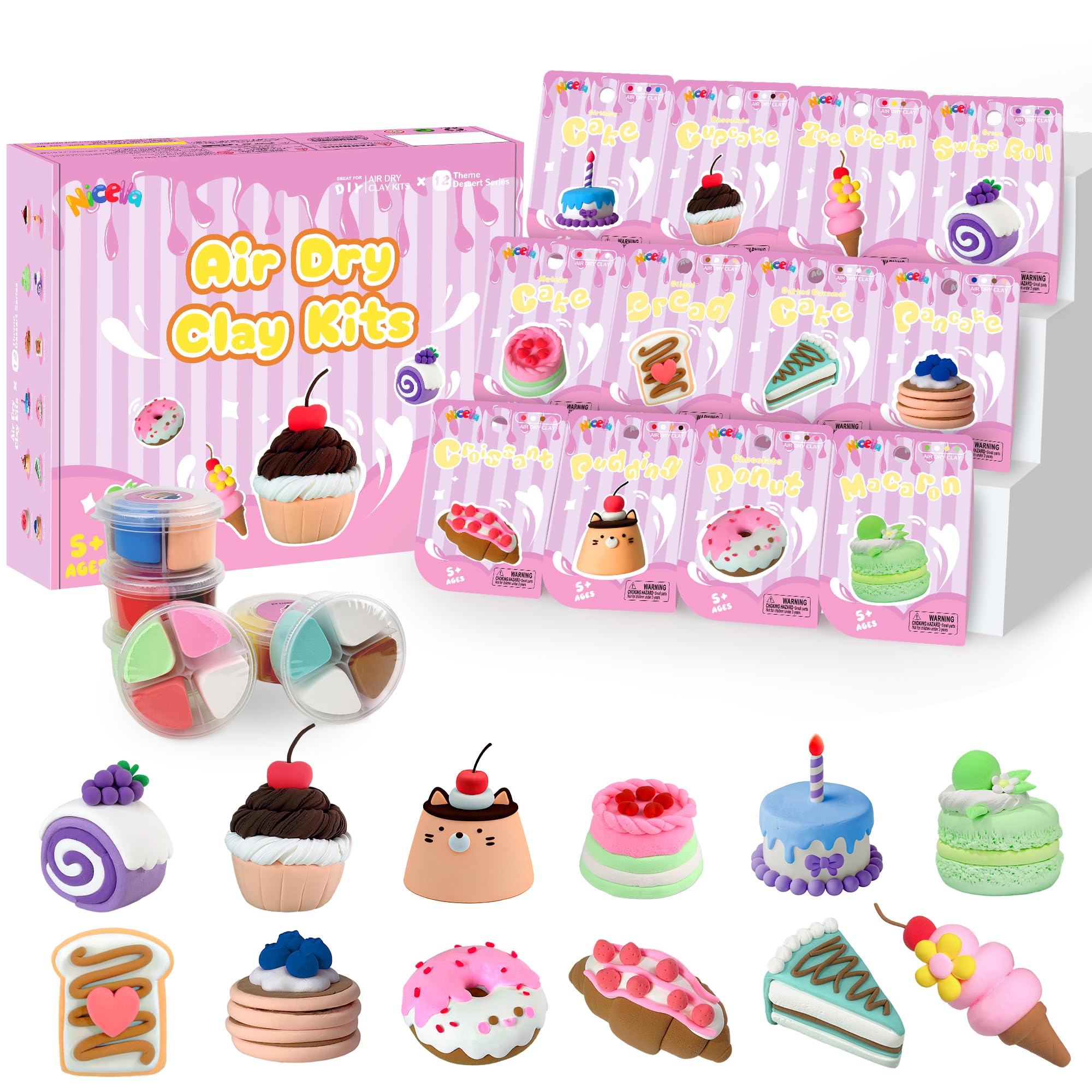 Amazon.com: Nicella Air Dry Clay Kit, 12 Cakes Modeling Clay for