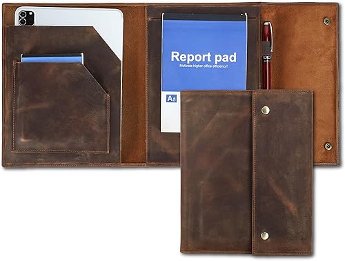 Vista 18 de Top Grain Leather Cartera grande de 12.9 pulgadas, diseño retro hecho a mano, gran capacidad, multifuncional, con cremallera, soporte para tarjetas