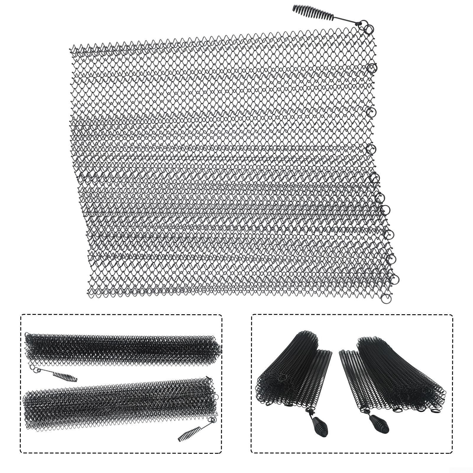 Confezione da 2 schermi a rete per camino con catena parascintille, tende in rete metallica per contenere scintille e cenere, include maniglie per chiusura stretta del focolare