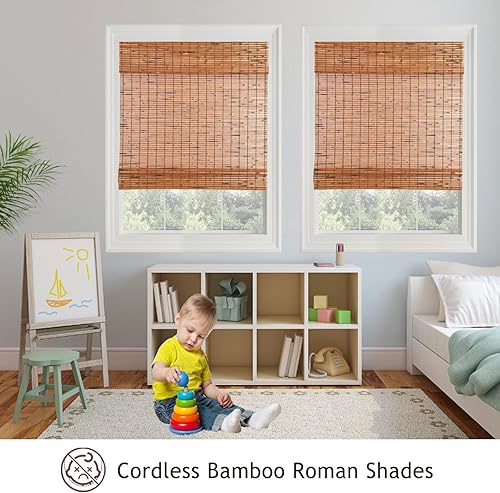 Miniatura 2 de Persianas romanas de bambú, persianas de madera tejidas personalizadas, persianas de bambú natural filtradas de luz para puertas, ventanas interiores