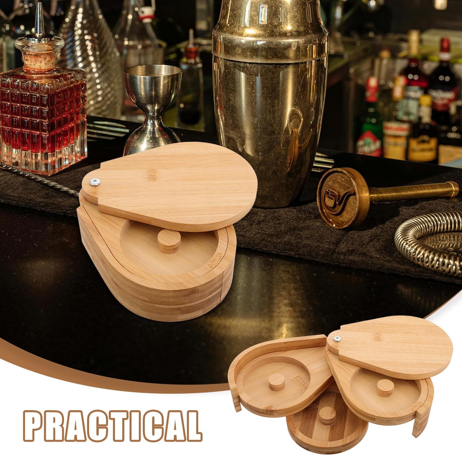 SHINEOFI Three Tier Spice Box with Lid for Salt and Sugar Storage Featuring Rotating Design and Space Saving Versatile Use for Coffee Shops and Kitchen Countertop