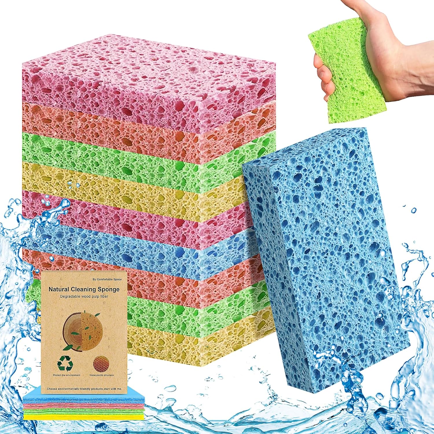 Eco Washing up Sponges, 10pcs Kitchen Sponge dishwashers Dishwashing