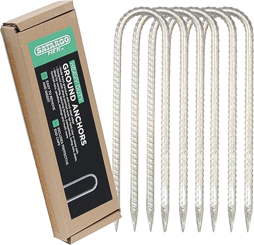 Satargo Set of Galvanized Steel Heavy Duty Tent Pegs for Hard Ground