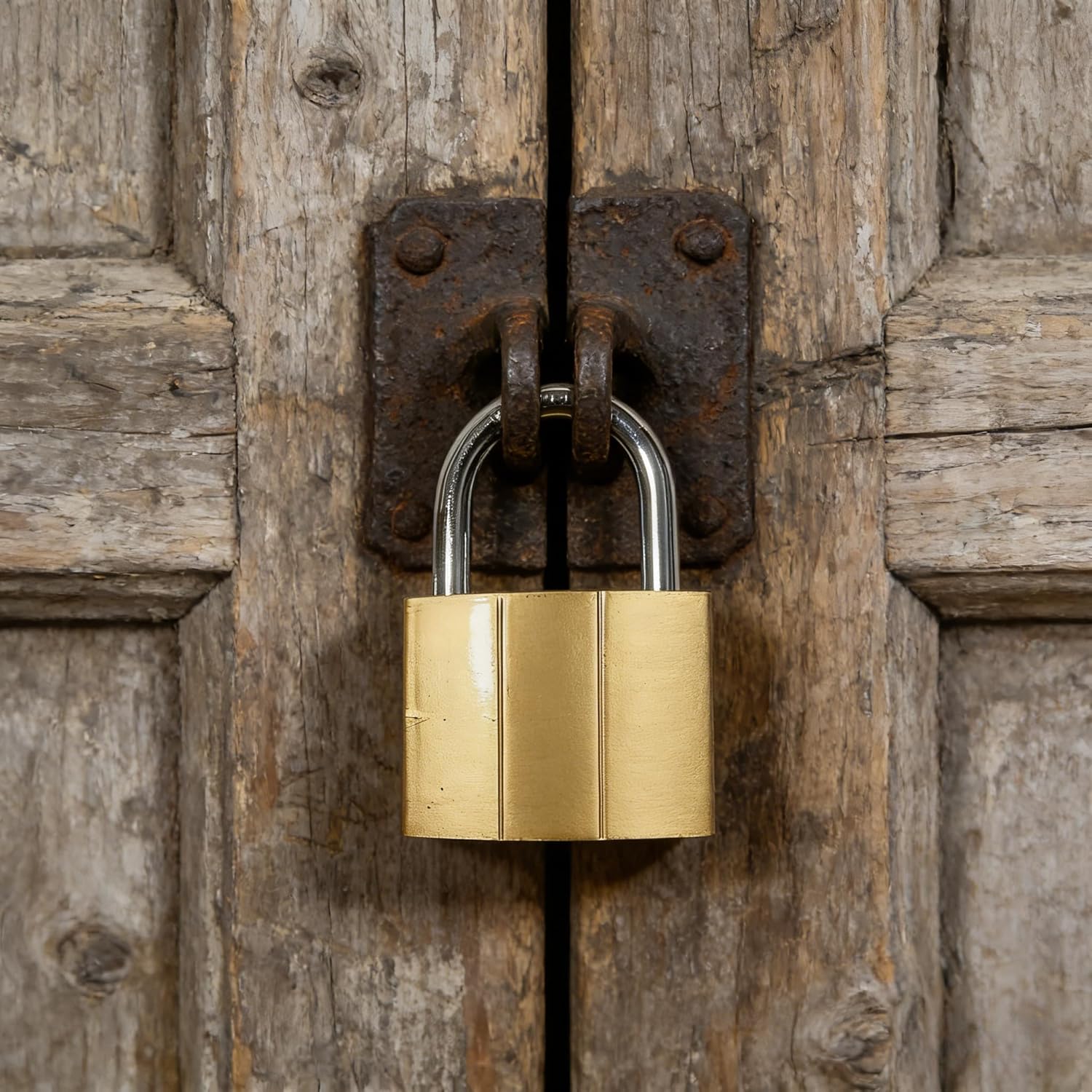 1Pcs 50mm Vintage Brass Tone Padlock, High-Strength Anti-Pry Safety Lock for Household, Dormitory, Cabinet, Locker, Gate and Outdoor Security