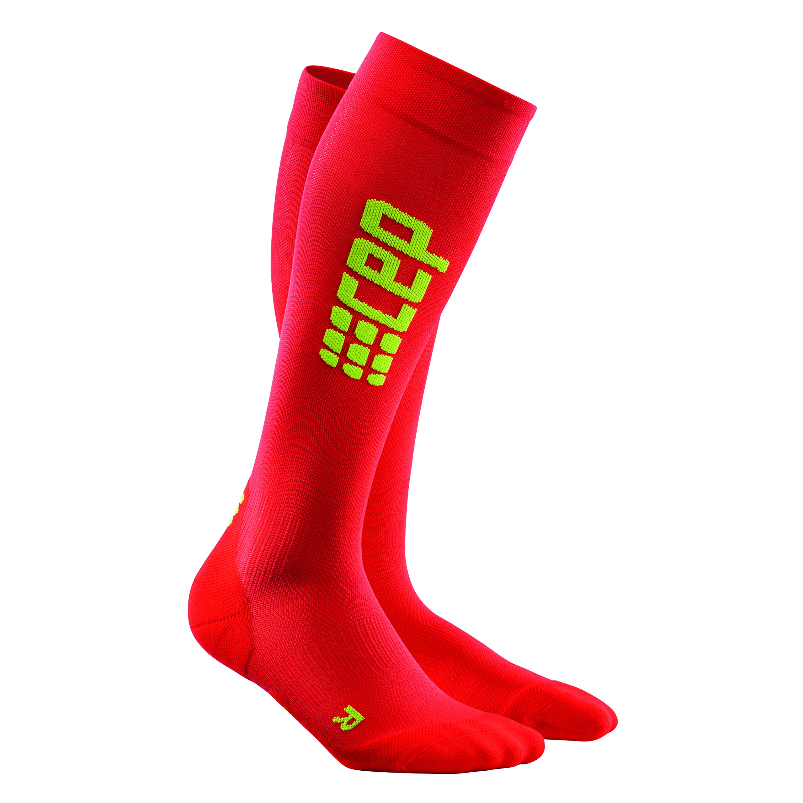 CEP – RUN ULTRALIGHT SOCKS, extra leichte Laufsocken lang für Damen, rot / grün, Größe II, Sportsocken made by medi