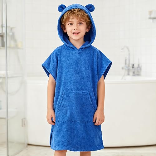 Miniatura 10 de MissShorthair Toalla Poncho para niños, toalla de playa con capucha para niña y niño, poncho de surf, bata de baño, toalla de baño de microfibra