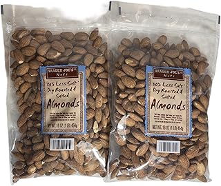 Dry Roasted and Salted Almonds w 50% less Salt (2 PACK)