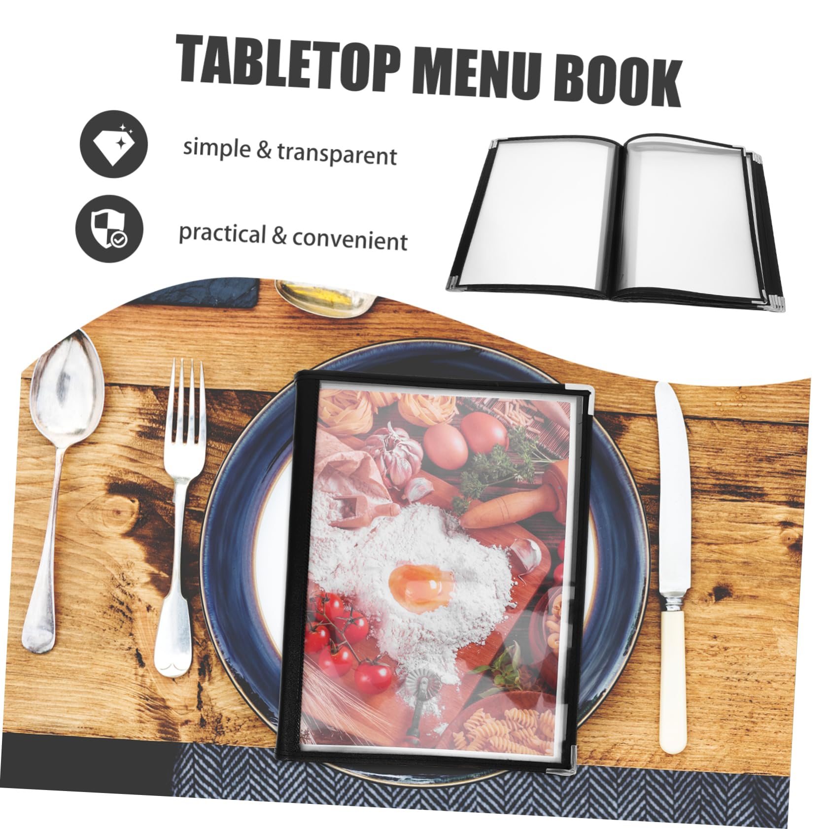 Yardenfun Carpeta para Menús Transparente de PVC Duradero con Páginas para Restaurantes Bares y Cafeterías Portamenús Práctico y Resistente