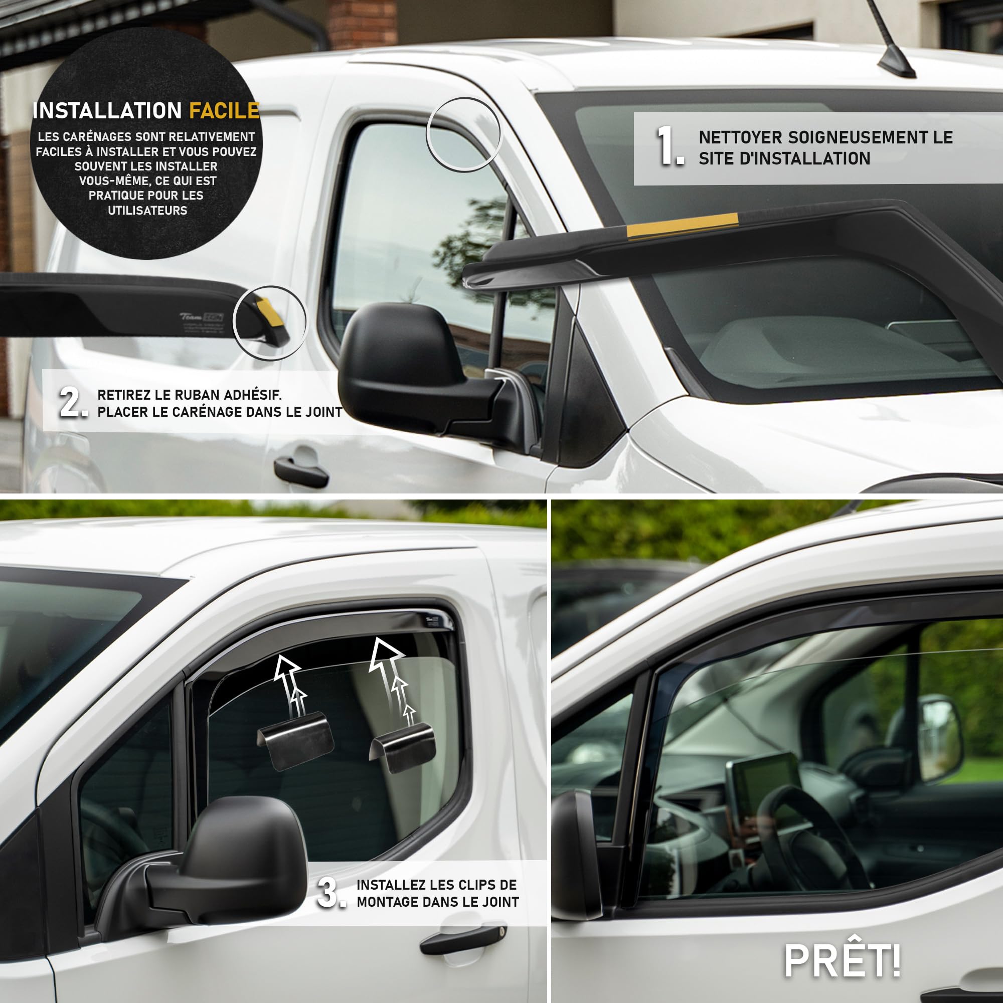HEKO - Compatibles avec Citroen Jumpy 2007-2015 Déflecteurs de Vitres Latérales ; Déflecteurs Latéraux ; Avant ; Deux Pièces ; Déflecteurs de Pluie, Teintés, Aérodynamiques ; Montage simple et rapide