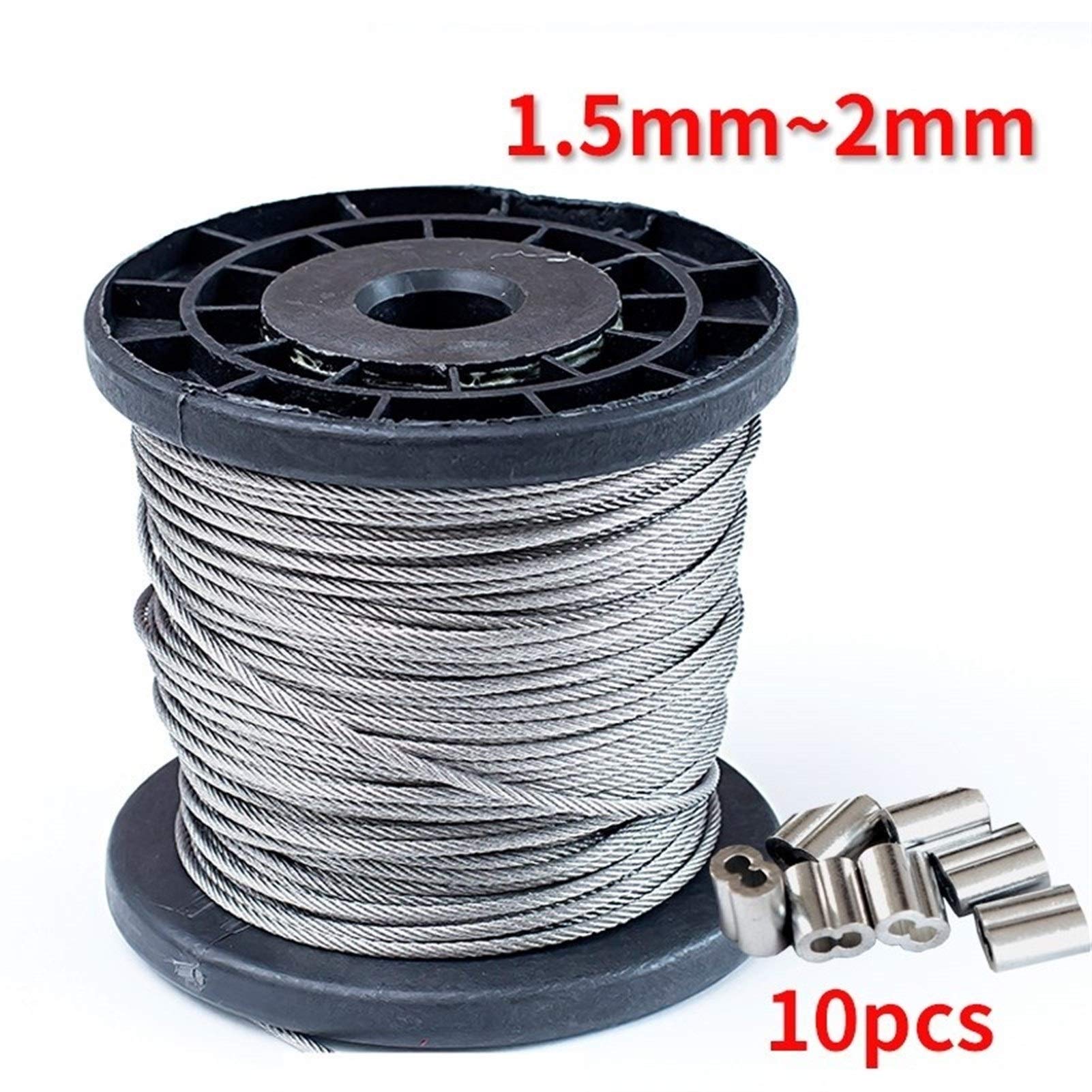 304 fune metallica del cavo dell'acciaio inossidab 50 M/100 M 1.5mm 1.8mm 2mm 304 Corda In Acciaio Inox Fune Metallica Alambre Cavo Più Morbido Cavo di Sollevamento pesca 7X7 Struttura 892(1.8mm 100M)