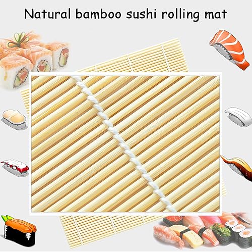 Miniatura 2 de Alfombrilla de bambú para sushi, rodillo de sushi, fabricante de sushi, kit de fabricación de sushi para principiantes, 4 unidades