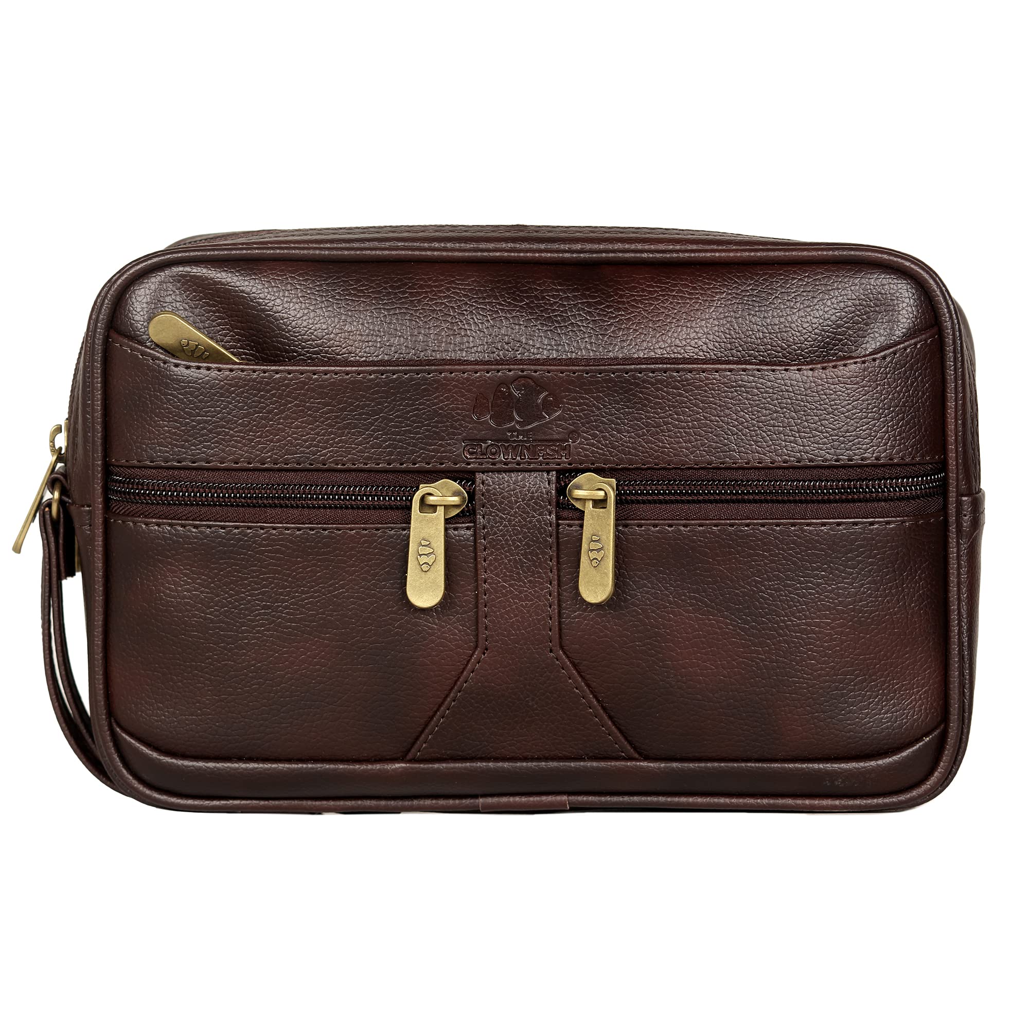 THE CLOWNFISH Unisex Multipurpose Travel Pouch Money Cash Pouch Wrist Handbag Clutch With Wrist Handle (Dark Brown) (B09LYNDPCZ) Amazon Price History, Amazon Price Tracker