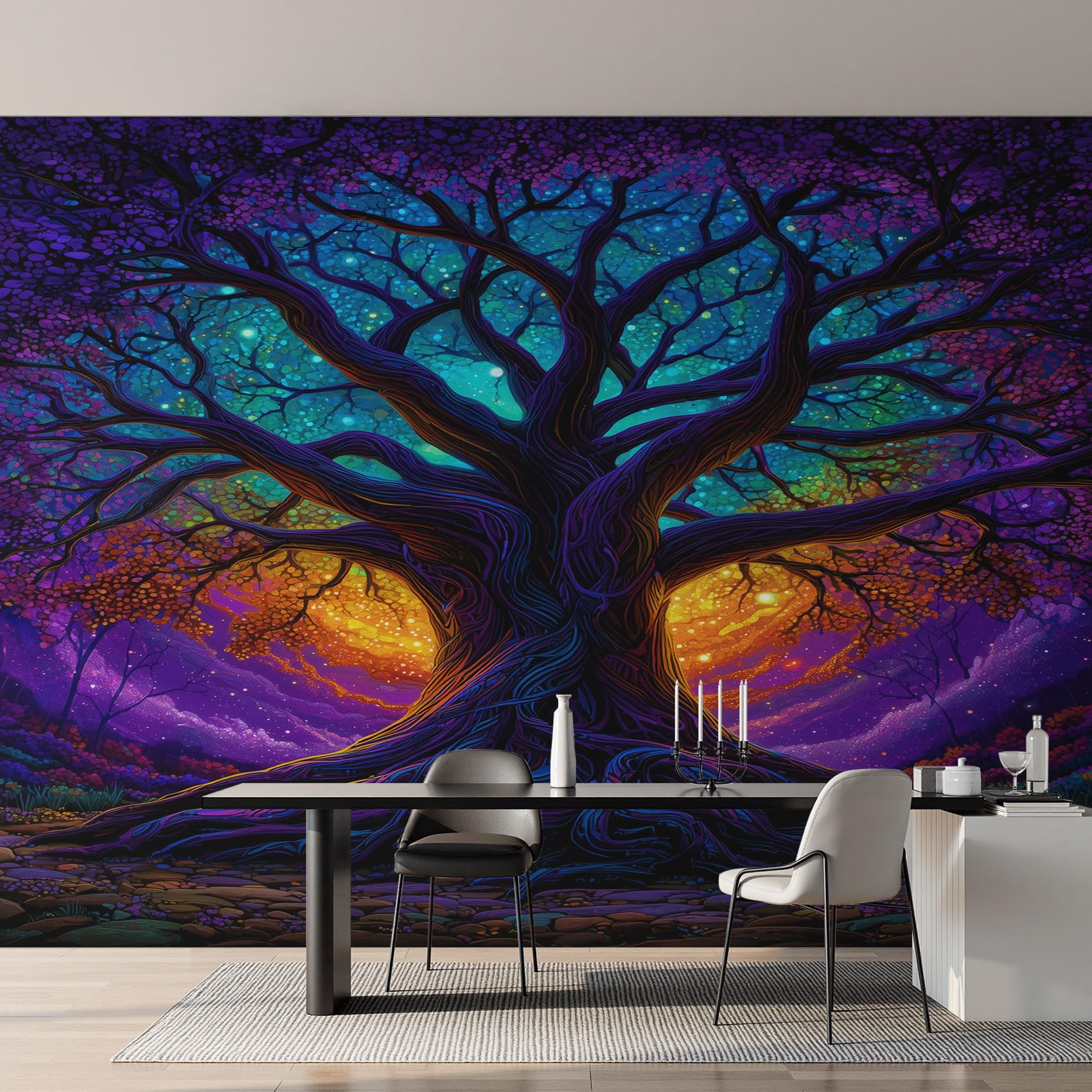 Papier peint arbre de vie panoramique 366x254 chambre poster mural